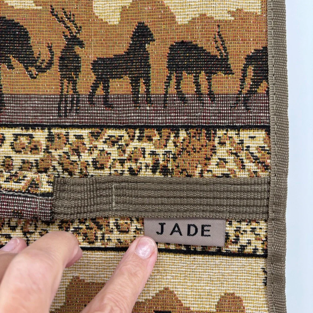 Jade Rolling Shopping Bag Large Brown Safari Animal Tapestry Ecletic Boho Unique